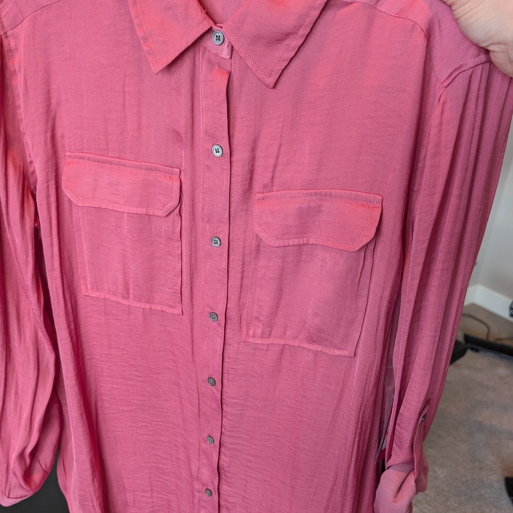 Vince Camuto Women's Pink Button-Down Blouse